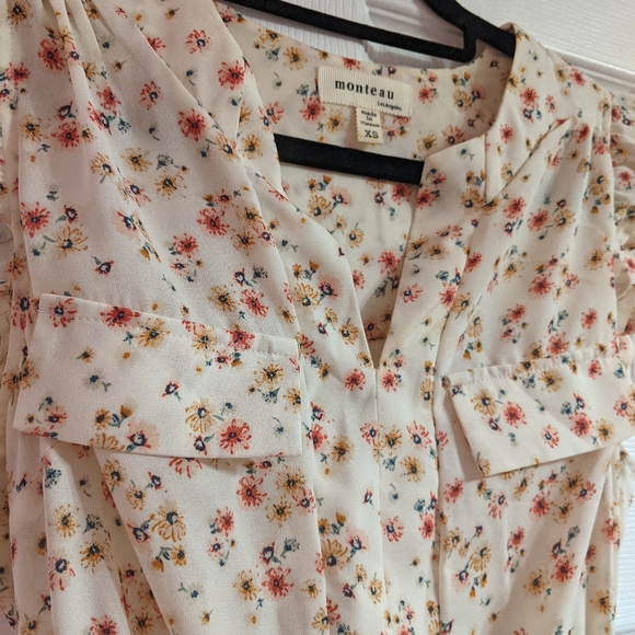 Monteau Beige Pink Floral Dress - Picture 4 of 9